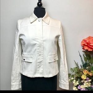 Zara white stretch cotton blazer
